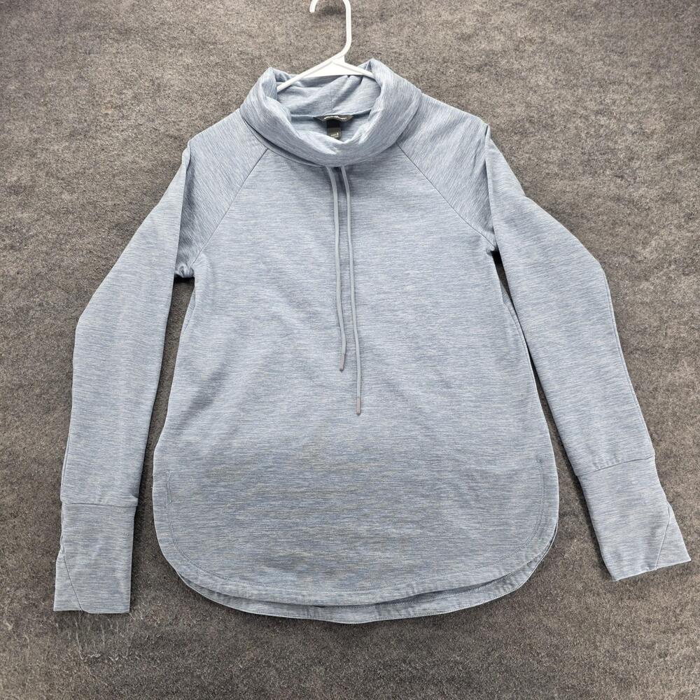 Eddie Bauer Sweatshirt Womens S Blue Pullover Cowl Neck Raglan Fleece Logo